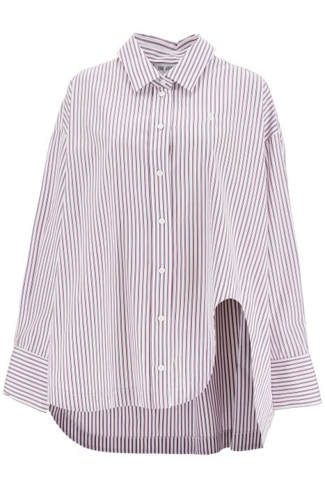 the attico white and purple striped oversized shirt