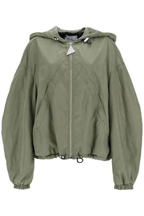 the attico giubbotto bomber con cappuccio regolabile verde militare