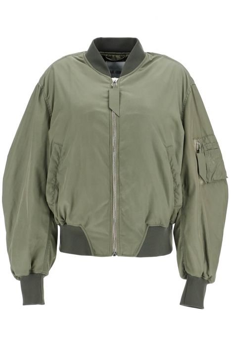 the attico oversized bomber jacket with puff sleeves military green