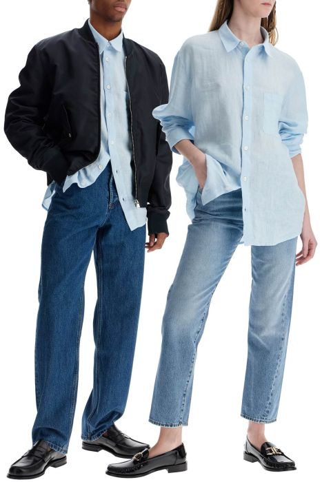 a.p.c. light blue linen shirt wide fit
