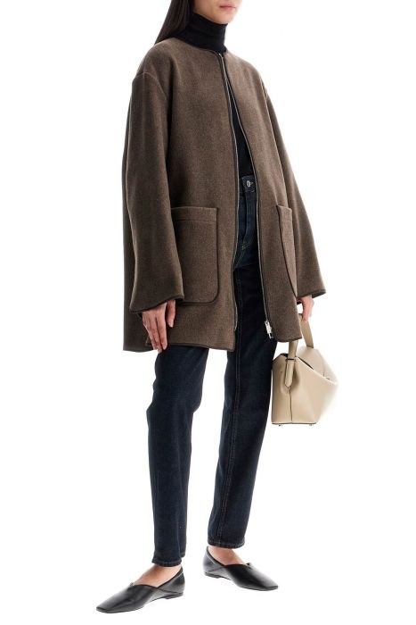 toteme oak melange wool felt jacket with zip loose fit