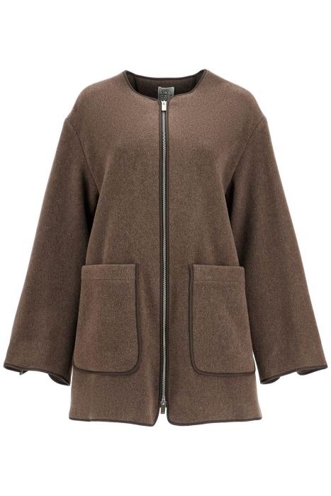 toteme oak melange wool felt jacket with zip loose fit