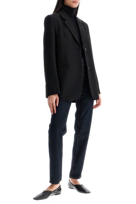toteme sustainable black oversized single-breasted jacket