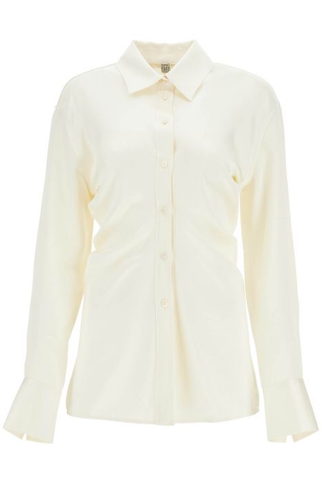 toteme slouchy long sleeve shirt macadamia