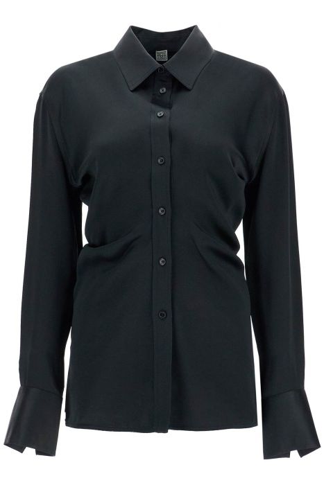 toteme black loose-fit long sleeve shirt