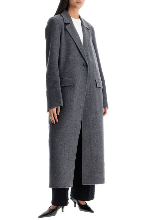 toteme long oversized coat in melange grey wool