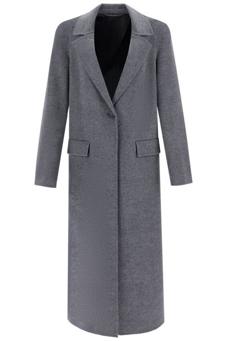 toteme long oversized coat in melange grey wool