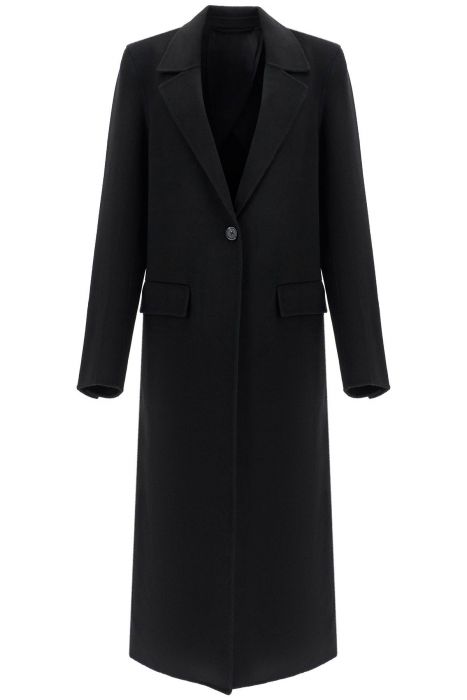 toteme classic doublé long black wool coat