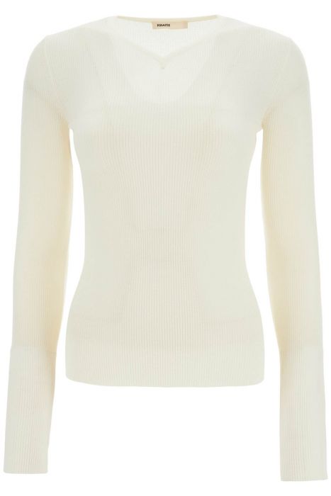 khaite top in lana color glaze con scollo a v