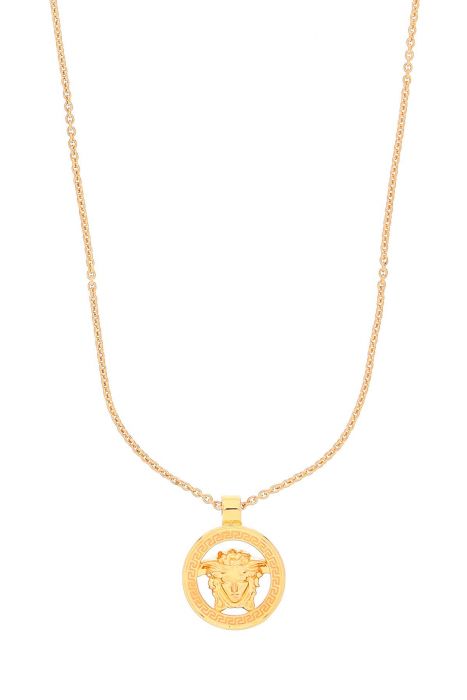 versace men's lion head round gold adjustable necklace