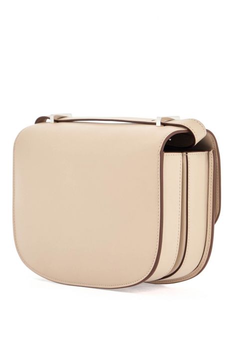 savette round shoulder bag 22 in bone calfskin with adjustable strap