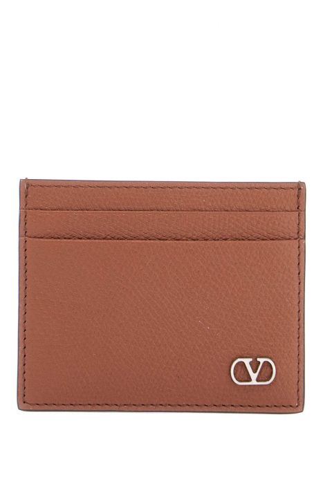 valentino garavani porta carte di credito compatto in pelle marrone