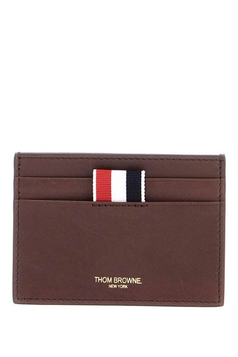 thom browne compact dark brown calfskin credit card holder