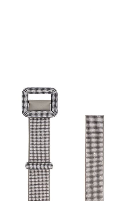 benedetta bruzziches elegant light gray floral strass venus belt