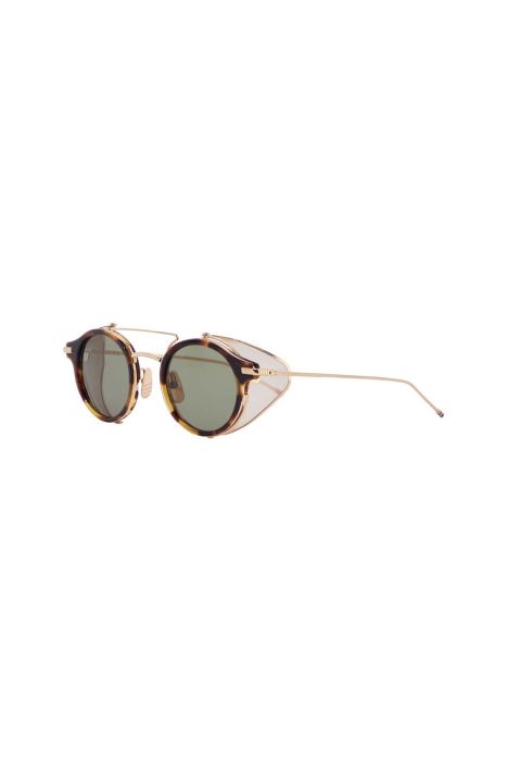 thom browne round sunglasses titanium acetate tortoiseshell green lenses