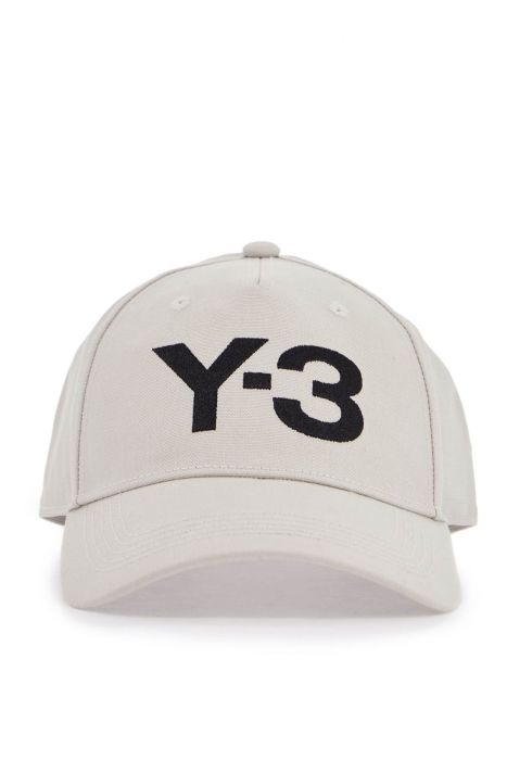 y-3 gray cotton cap with large logo and curved brim