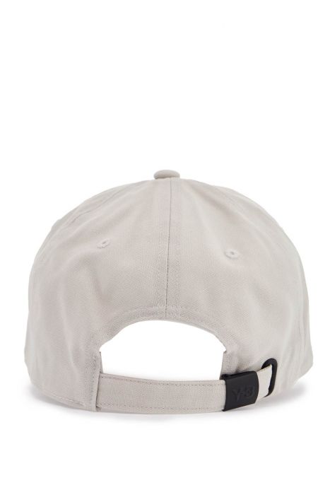 y-3 cappello cotone grigio logo grande visiera curvata