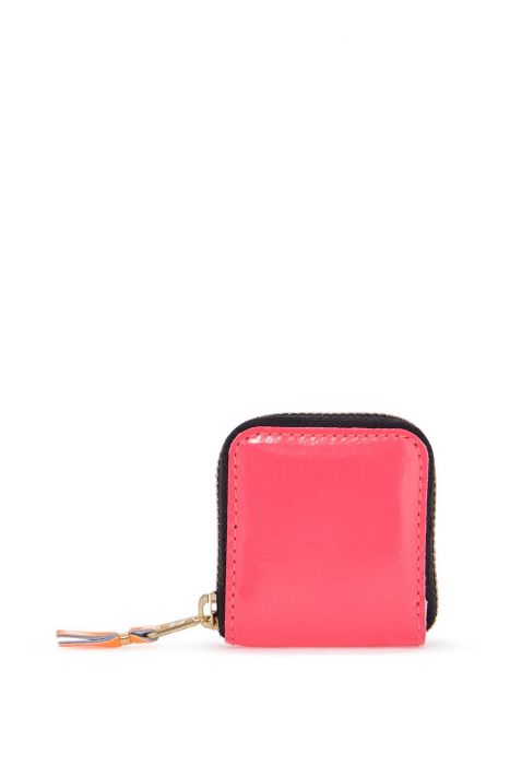 comme des garcons wallet portafoglio super fluo rosa in pelle di capra unisex