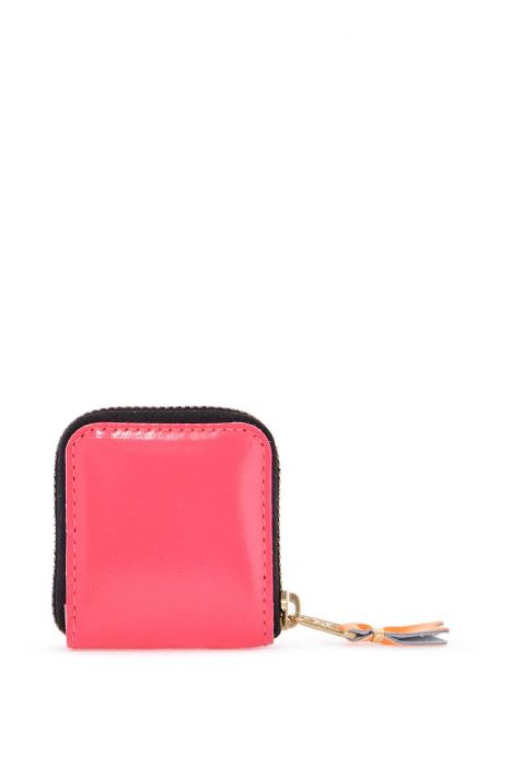 comme des garcons wallet portafoglio super fluo rosa in pelle di capra unisex