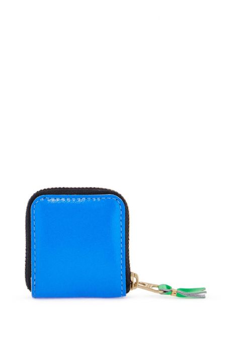 comme des garcons wallet super fluo bright blue goat leather unisex wallet