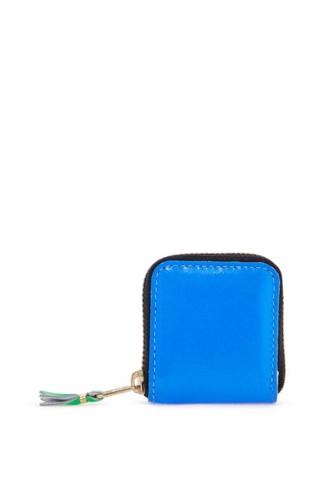 comme des garcons wallet super fluo bright blue goat leather unisex wallet