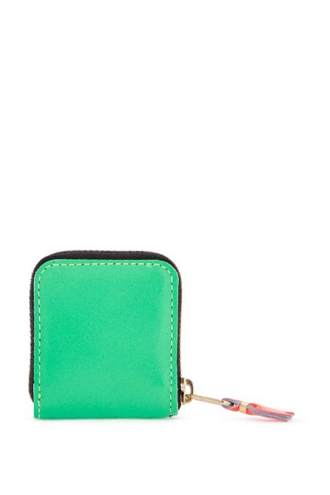 comme des garcons wallet portafoglio unisex verde in pelle di capra con zip