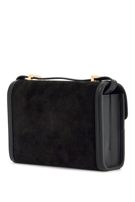 savette symmetry 19 black suede shoulder bag with adjustable strap