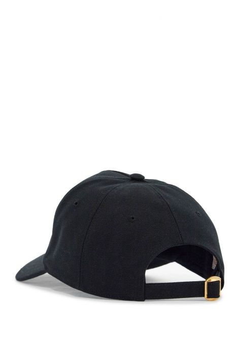 valentino garavani black baseball cap with butter logo in adjustable cotton
