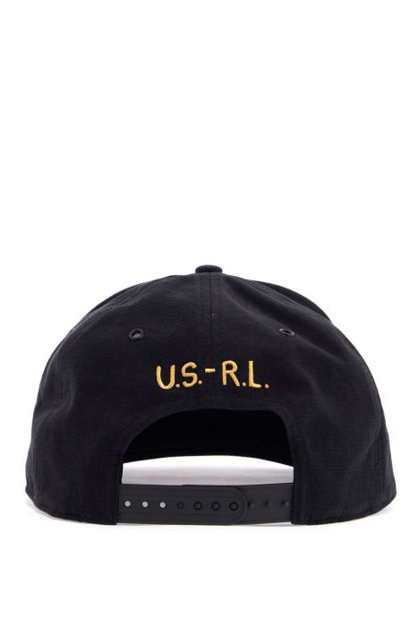 polo ralph lauren black cotton cap with embroidered patch and adjustable closure