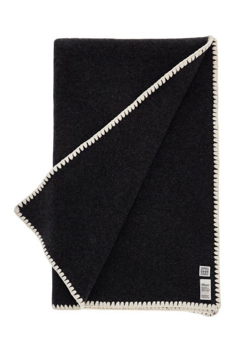 toteme embroidered cashmere and wool scarf in grey mélange