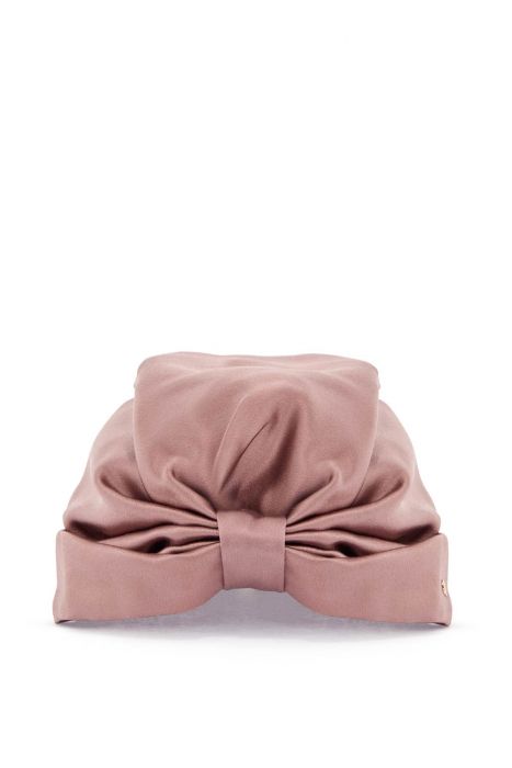 valentino garavani wrap-around silk turban with voluminous effect in beige and gold
