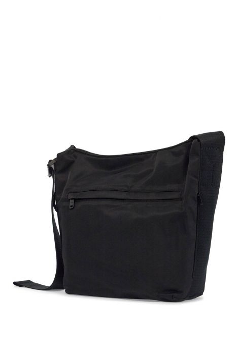 y-3 black recycled polyester sacoche with adjustable strap