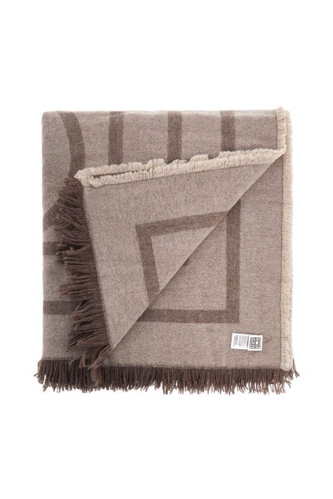 toteme tobacco monogram wool and cashmere scarf with fringes