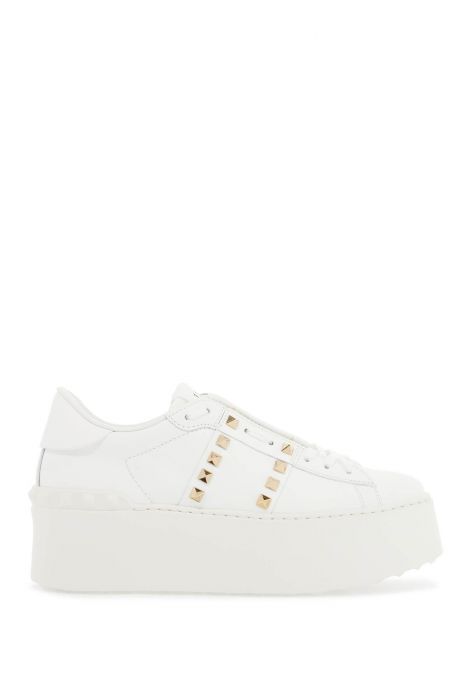 valentino garavani white rockstud elegant sneakers with golden studs