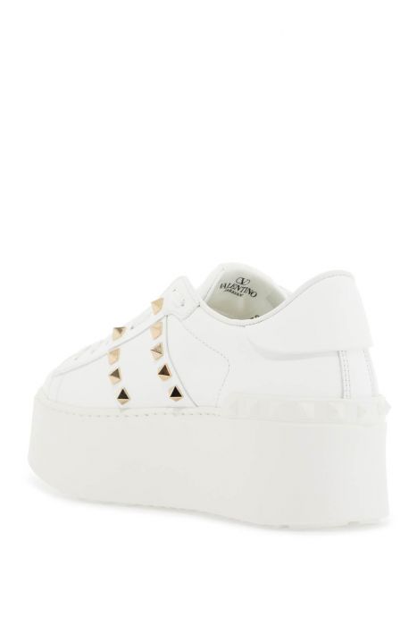 valentino garavani white rockstud elegant sneakers with golden studs