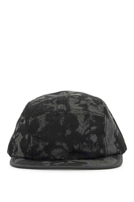 boss black flat brim hat with graphic print and adjustable closure