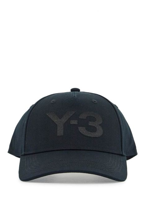 y-3 black cotton baseball cap with curved brim adjustable
