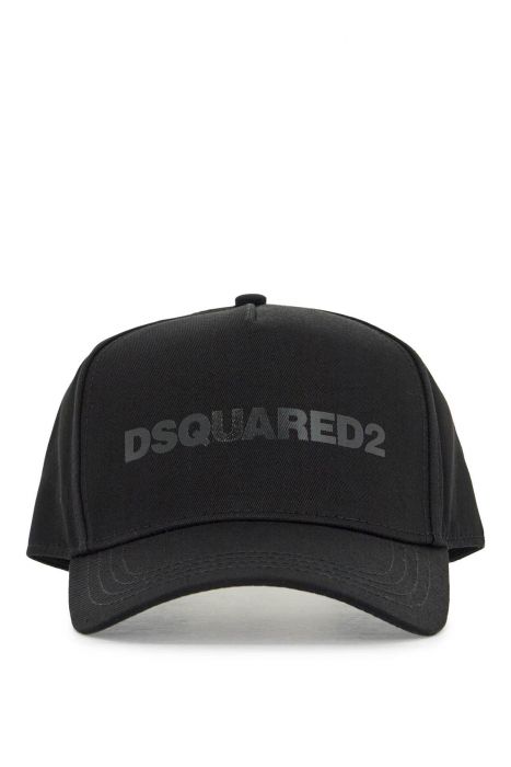 dsquared2 cappello da baseball nero con logo grigio e visiera curvata