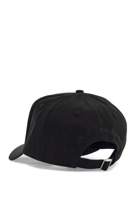 dsquared2 cappello da baseball nero con logo grigio e visiera curvata