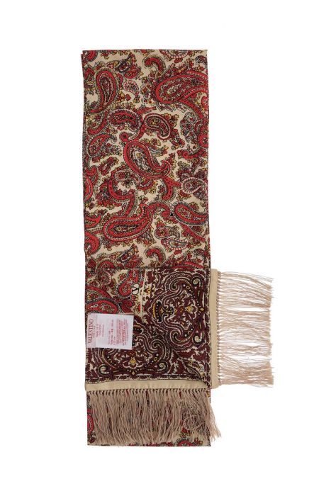 valentino garavani yellow orange bordeaux paisley silk bandeau scarf 15x180 cm