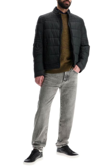 boss olive green wool sweater with round neck for men