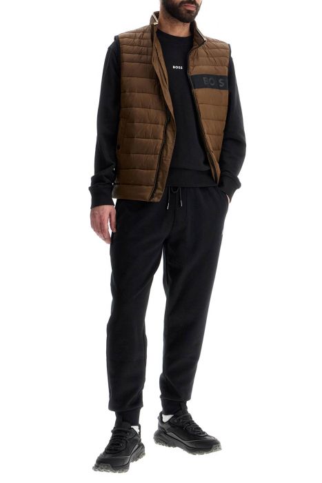 boss gilet trapuntato verde in poliestere riciclato con zip