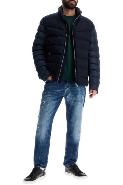 boss dark blue high collar padded coat h-clanello