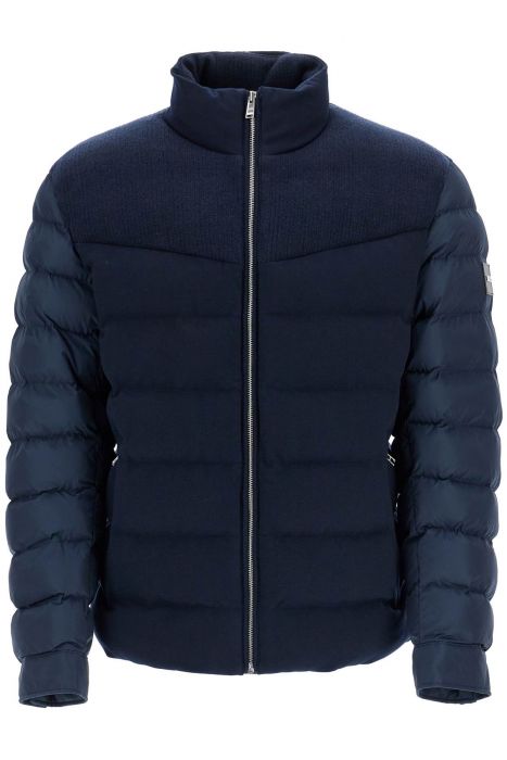 boss dark blue high collar padded coat h-clanello