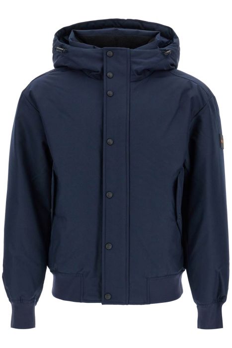boss dark blue adjustable hooded coat osis