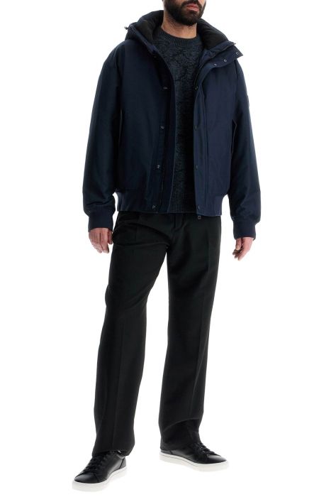 boss dark blue adjustable hooded coat osis