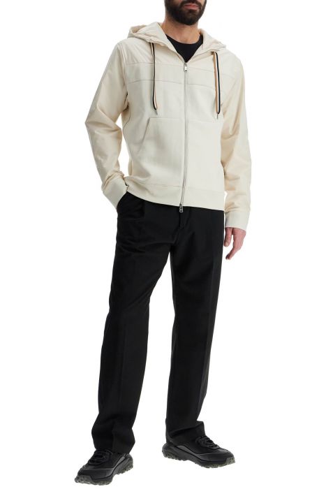 boss white slim fit zip-up hoodie