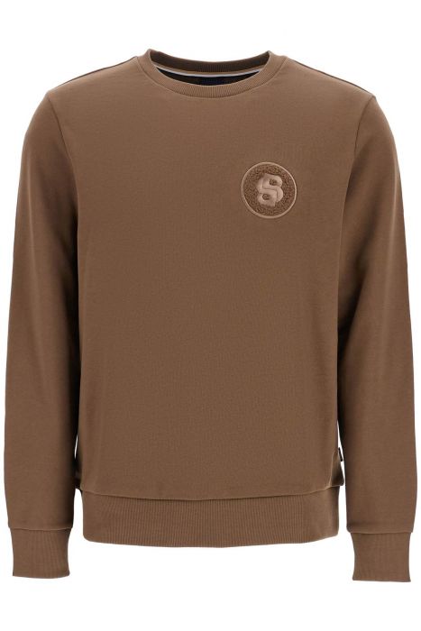 boss men's long sleeve crew neck cotton sweatshirt in green