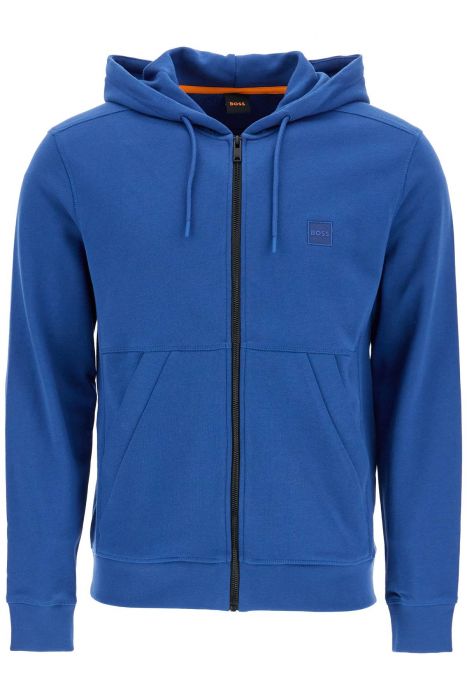 boss blue regular fit zip hoodie long sleeve
