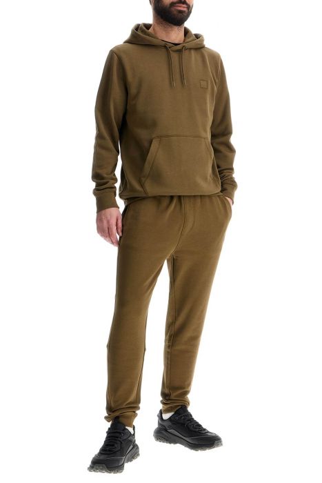 boss high waist loose fit cotton pants open green